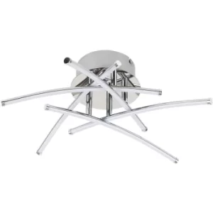 Image of Chrome 20W LED 5 Way Cross Over Flush Ceiling Light Warm White Energy Class A+