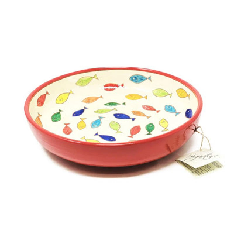 Image of Verano Spanish Ceramics Signature Coloured Fish Hand Painted Ceramic Kitchen Dining Large Bowl (Diam) 27cm Multi