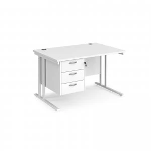 Image of Maestro 25 WL Straight Desk With 3 Drawer Pedestal 1200mm - White cant