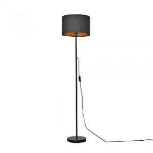Image of Charlie Black Floor Lamp with Black and Gold Reni Shade