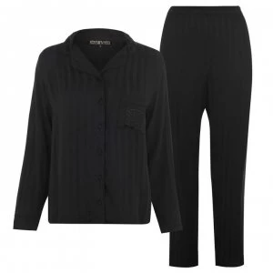 Image of Biba Embroidered Pocket Stripe Pyjama Set - Black