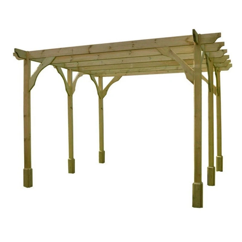 Image of Rutland County Garden Furniture Ltd Premium Pergola 6 Posts - Wood - L480 x W720 x H270cm - Light Green Light Green Unisex