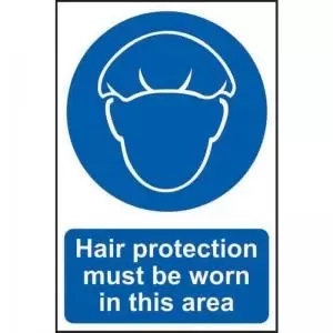 Image of &lsquo;Hair Protection Must Be Worn&rsquo; Sign; Self-Adhesive