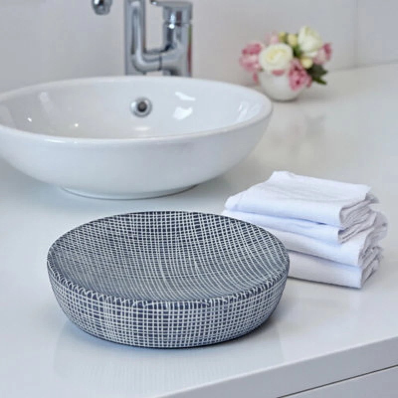 Image of Showerdrape Denim Blue Collection Soap Dish Blue