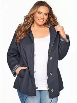 Image of Yours Twill Parka Contrast Lining - Navy, Size 22-24, Women