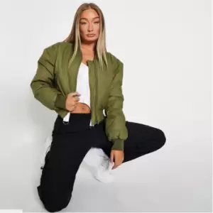 Image of I Saw It First Cropped Cuffed Sleeve Bomber Jacket - Black