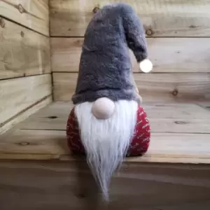 Image of 35cm Battery Lit Sitting Christmas Gonk with Grey Hat and Red Body