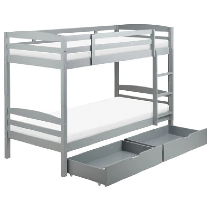 Image of Beliani Bunk Bed With Drawers Pine Wood Regat 90 X 200 Cm (Eu Single) Grey