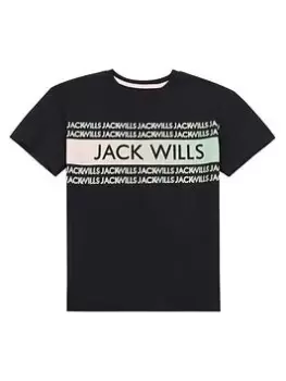 Image of Jack Wills Girls Gradient Print Oversized T-Shirt - Black, Size Age: 8-9 Years, Women