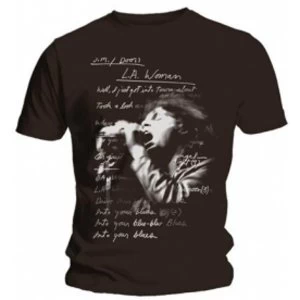 Image of The Doors LA Woman Lyrics Mens Black T Shirt: Small