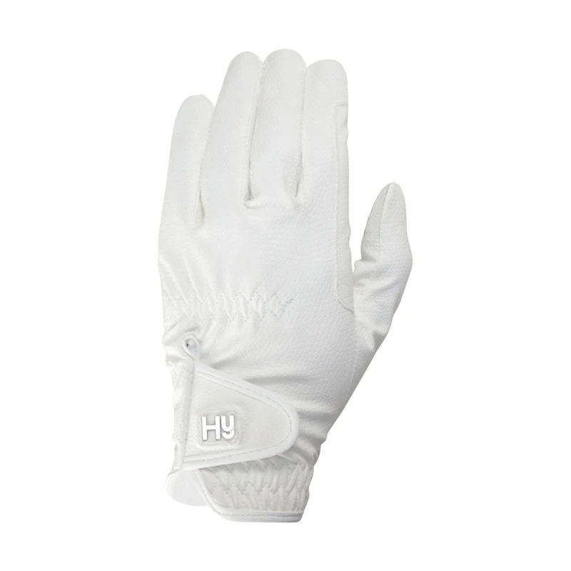Image of Hy5 PU Cottenham Elite Riding Gloves in White Size: XS White Unisex XS