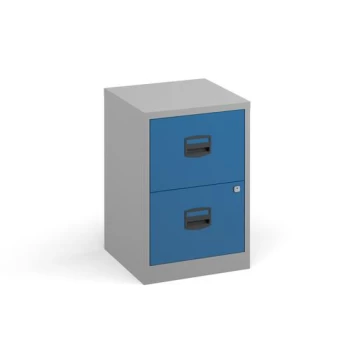 Image of Bisley A4 home filer with 2 drawers - grey with blue drawers