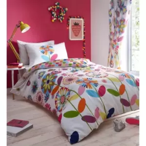 Image of Portfolio Home Kids Club Candy Bloom Double Size Duvet Cover & Pillow Cases Bed Set Multi-coloured