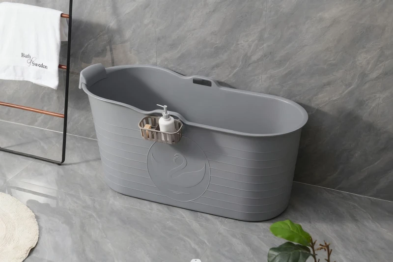 Image of Fimous Bathtub Freestanding Bath for Hot Bath and Ice Bath for Small Bathroom Grey Grey