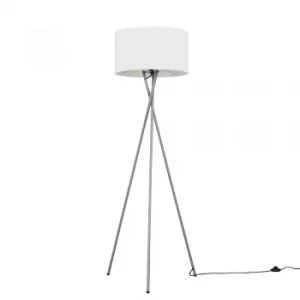 Image of Camden Grey Tripod Floor Lamp with XL White Reni Shade