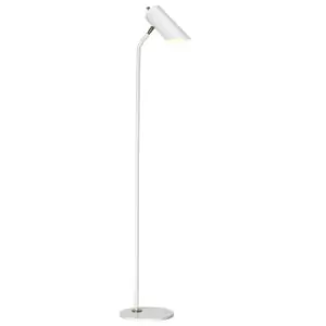Image of Floor Lamp Fixed Stem Tubular Spotlight Shade White Aged Brass LED E27 8W