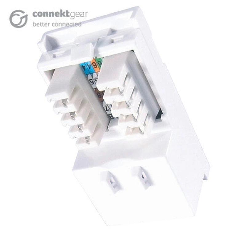 Image of CONNEkT Gear connektgear Single IDC RJ45 Shuttered Module 25 x 50mm (Cat6) - White 90-0103