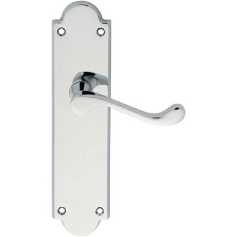 Image of Loops PAIR Victorian Scroll Handle on Latch Backplate 205 x 49mm Polished Chrome Multi