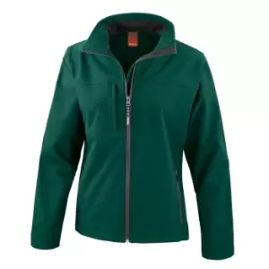 Image of Result Womens Softshell Premium 3 Layer Performance Jacket (Waterproof, Windproof & Breathable) (S) (Bottle Green)