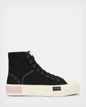 Image of AllSaints Womens Dana Flatform High Top Trainers, Black/misty Pink, Size: UK 3/US 6/EU 36