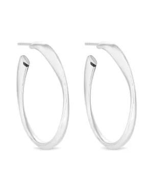 Image of Simply Silver Oval Wavy Hoop Earrings