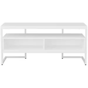 Image of Decorotika - Merrion 110 Cm Wide Modern tv Stand, tv Unit, tv Cabinet Storage With Open Shelves - White And White - White