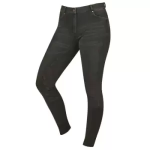 Image of Dublin Shona Full Grip Silicone Print Denim Breeches - Black