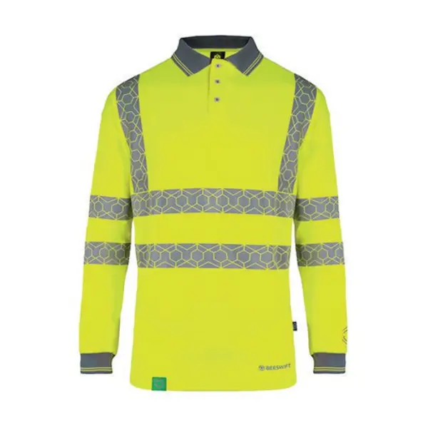 Image of Beeswift Envirowear Beeswift Envirowear High Visibility Long Sleeve Polo Shirt Saturn Yellow 5XL EWCPKLSSY5xL