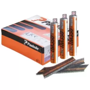 Image of Paslode 2.8 x 63mm 350+ Ring Nails HD Galvanised Finish, Box of 3300 + 3 Fuel Ce
