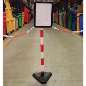 Image of Slingsby Freestanding Red/White Post With Concrete Base and Sign Holder