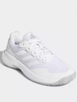 Image of adidas Gamecourt 2.0 Tennis Shoes, White/Grey, Size 6, Women