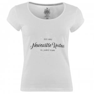 Image of Team Newcastle United Crest Print T Shirt Ladies - White