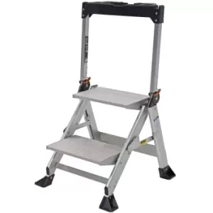 Image of 0.5m PREMIUM JUMBO Folding Step Ladders 2 Tread Anti Slip Aluminium Safety Steps
