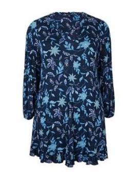 Image of Evans Frill Swing Tunic - Blue, Size 26-28, Women