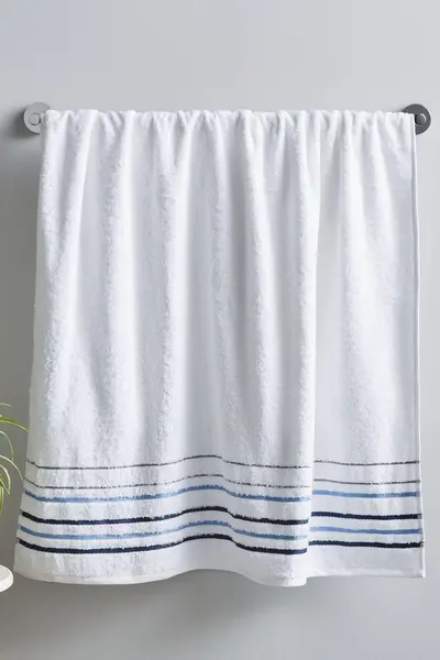 Image of Catherine Lansfield 'Java Stripe' Towels White