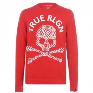 Image of True Religion Skull Crew Sweatshirt - Red