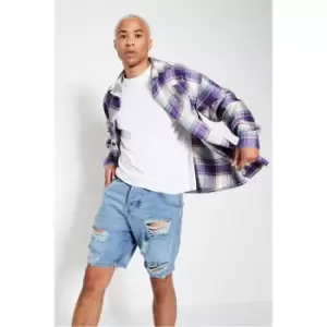 Image of I Saw It First Purple Mens Oversized Check Shacket - Purple