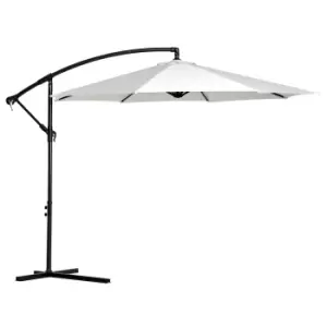 Image of Outsunny 3m Banana Cantilever Umbrella Garden Parasol Sun Shade Cream White