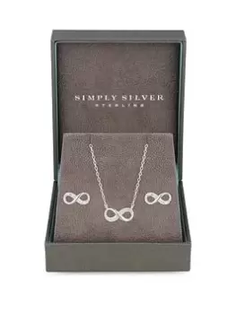 Image of Simply Silver Sterling Silver 925 Infinity Set - Gift Boxed, Silver, Women
