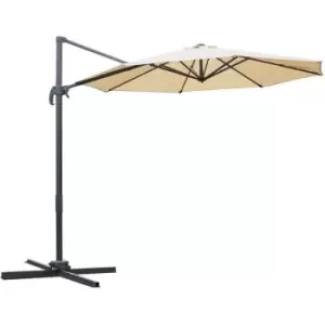 Image of 3(m) Garden Banana Parasol Patio Cantilever Hanging Umbrella Beige - Outsunny