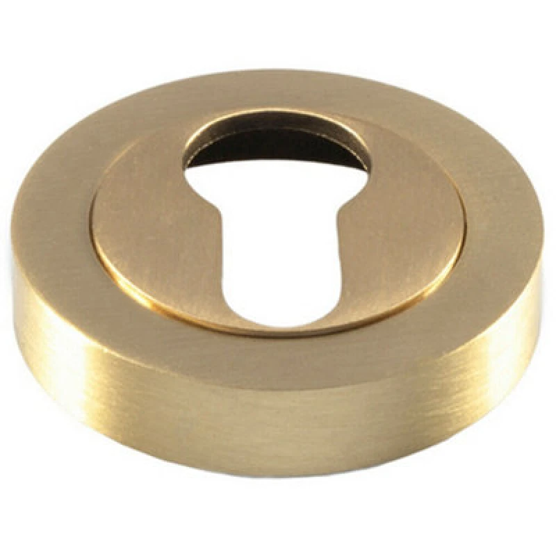 Image of Loops 50mm Euro Profile Round Escutcheon Concealed Fix Satin Brass Keyhole Cover Metallics unisex