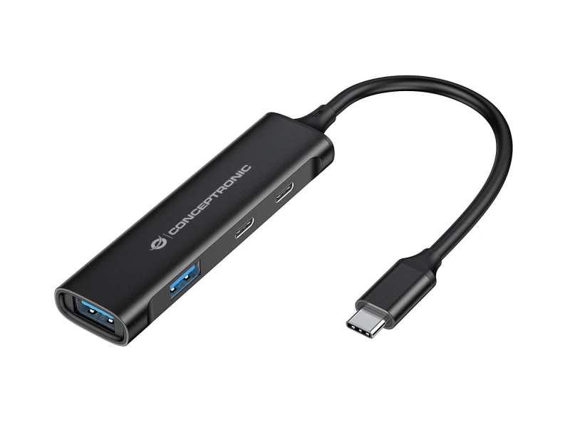 Image of Conceptronic HUBBIES 4-Port USB 3.0 Hub. 2 USB-C & 2 USB-A ports.