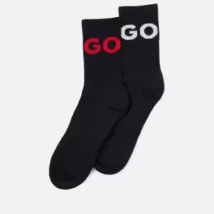 Image of HUGO Bodywear Cotton-Blend Ribbed Socks 2 Pack - EU 43/EU 46