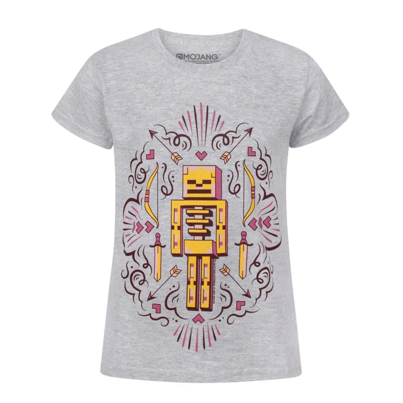 Image of Minecraft Short Sleeved T-Shirt Grey female