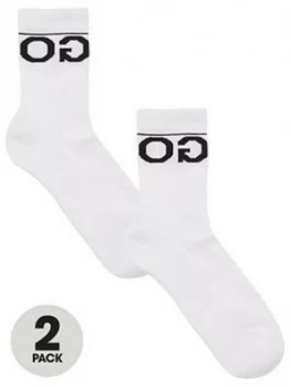 Image of Hugo Boss 2 Pack Logo Sports Socks White Size 43-46