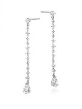 Image of Beaverbrooks Silver Cubic Zirconia Drop Earrings