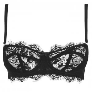 Image of Figleaves Pulse Eyelash Lace Balcony Bra - Black