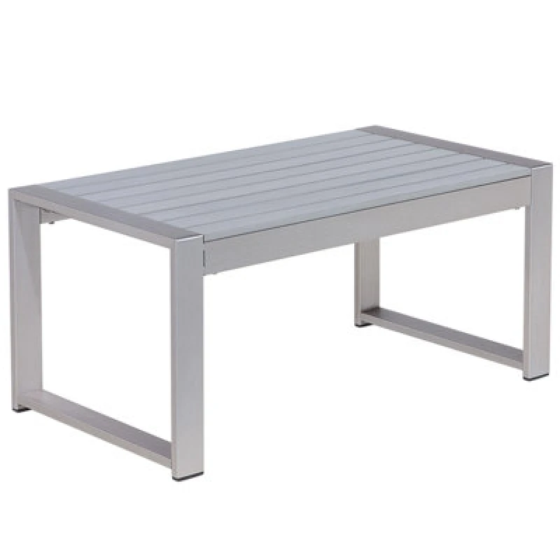 Image of Beliani Garden Coffee Table Salerno 90 Cm 50 Cm Metal Light Grey