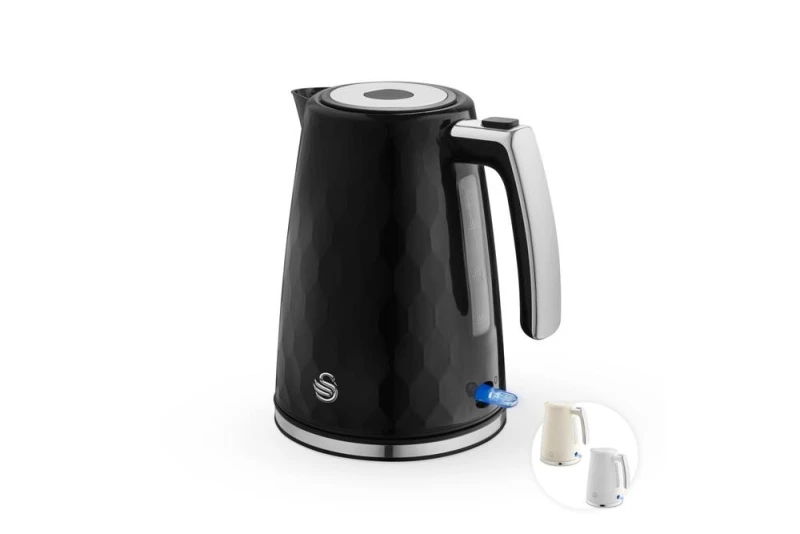Image of Swan Hexton 1.7L 3KW Kettle Black with Chrome Accents Black Unisex
