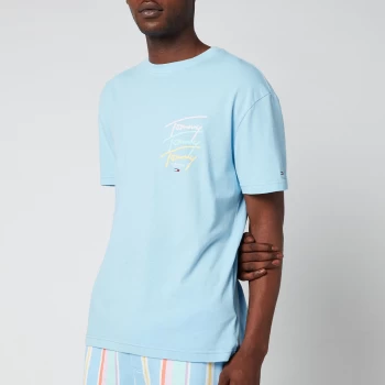 Image of Tommy Jeans Mens Repeat Script T-Shirt - Light Powdery Blue - S